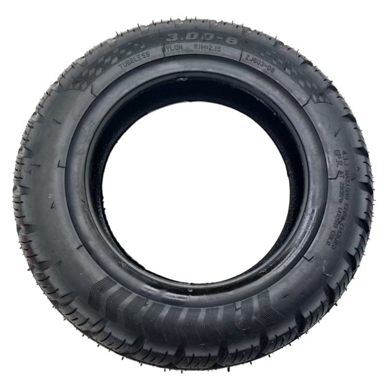 Scooter Tire - ยางสุญญากาศแบบไม่ใช้ยางใน รุ่น 300-8 ใบมีด ลายดอกยาง สำหรับรถจักรยานยนต์และสกู๊ตเตอร์