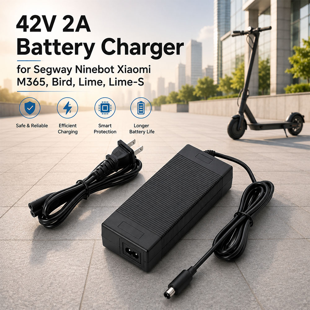 Electric Scooter Charger - อะแดปเตอร์พลังงาน2A 42โวลต์สำหรับเครื่องชาร์จสกู๊ตเตอร์มะนาวสำหรับ Ninebot G30LP ES1L F30