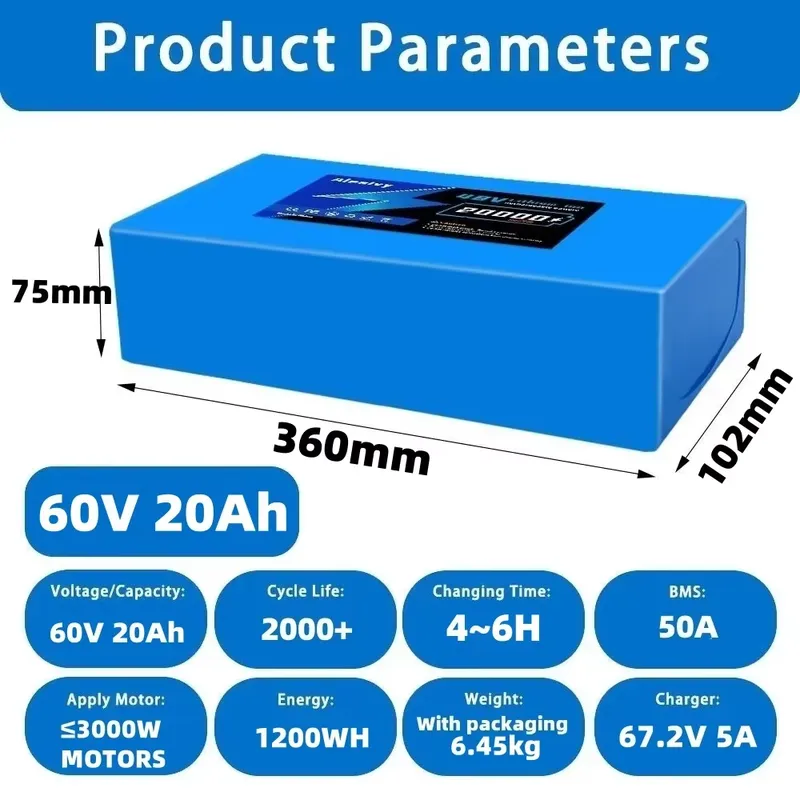 ชุดแบตเตอรี่ลิเธียม 21700 ขนาด - 60V 30Ah 21700 Battery Pack บทวิจารณ์และราคา